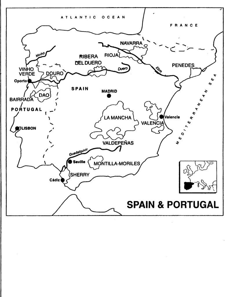 вина мира Карта Spain & Portugal