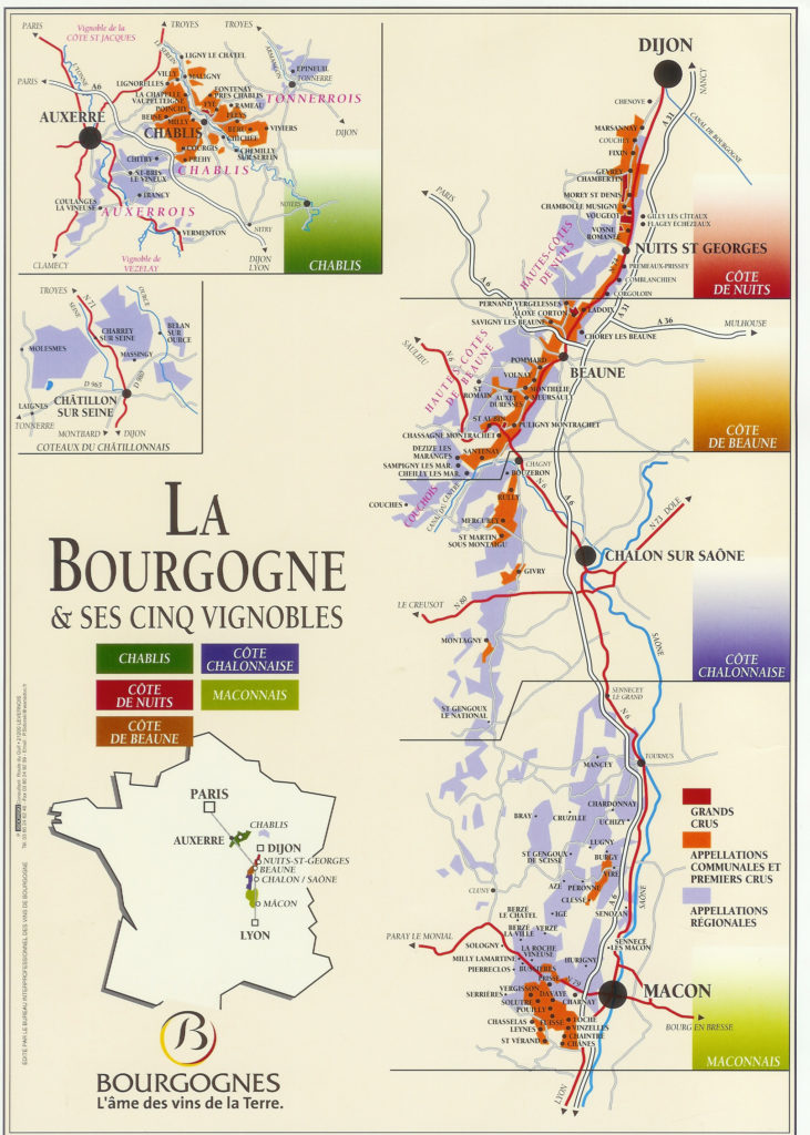 Карта Бургундии,Вина Мира